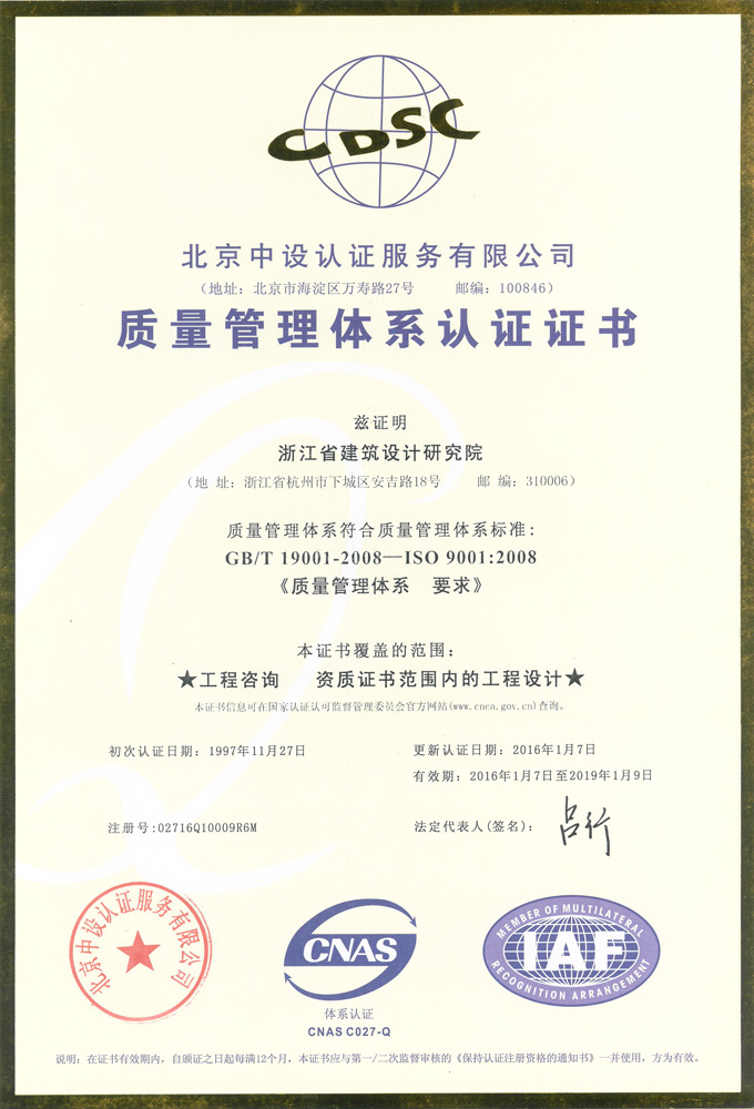 Certificate Of Quality System 